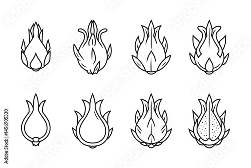Dragon fruit minimalist 2D line art design