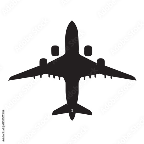 Silhouette of Airplane in Basic Style