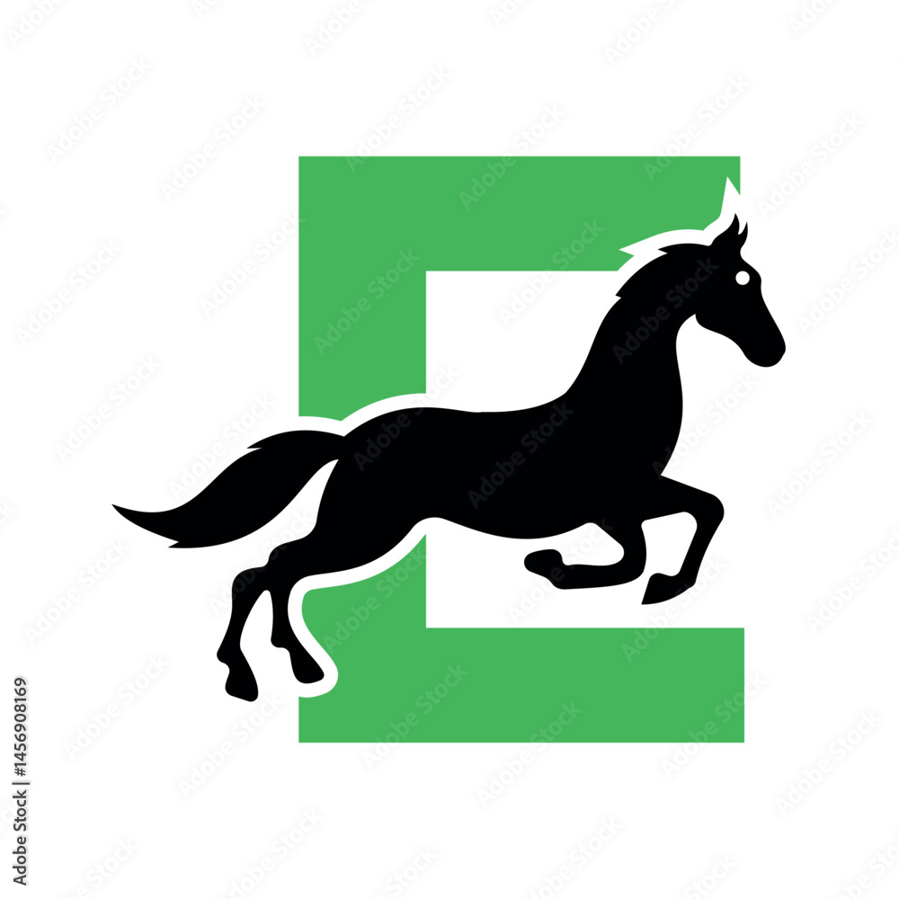 Fototapeta premium Initial Hores Logo combine with letter E vector template