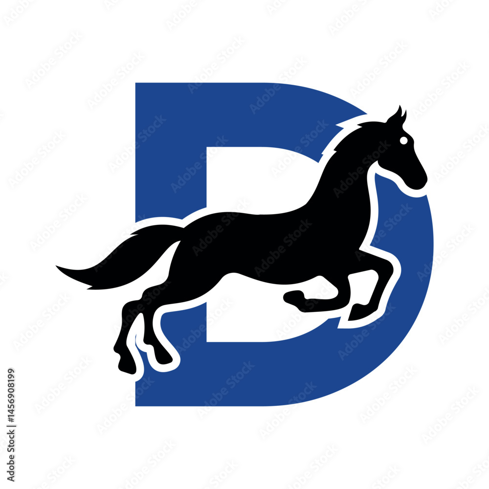 Fototapeta premium Initial Hores Logo combine with letter D vector template