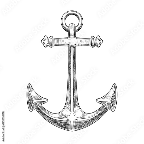 anchor vector line art hand drawn illustration
