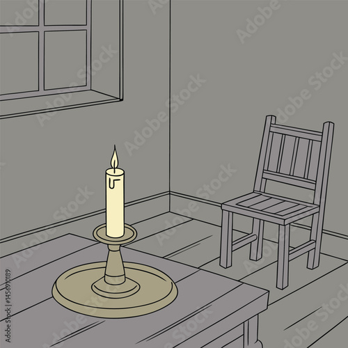 vector illustration of a candlestick with a candle