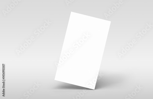 Business card mockup 3d render, copy space concept. Blank name card isolated on gray background, for mock up, front view layout.