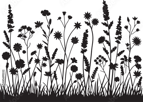 "Wildflower Silhouette SVG – Rustic Botanical Vector Clipart for Cricut & Crafts"

"Meadow Flower Border Design – Black Floral Silhouette PNG & SVG for Printables"

"Boho Wildflower SVG Bundle – Flora