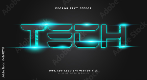 Tech futuristic Style 3D editable text effect Template