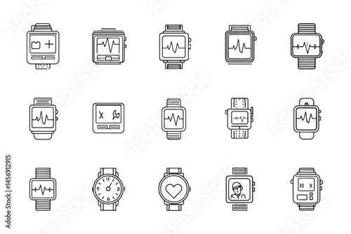 ECG monitor watch ultra minimalist 2D design