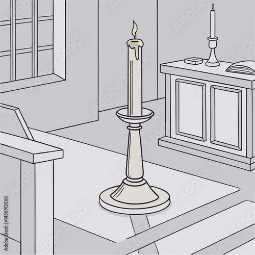 vector illustration of a candlestick with a candle