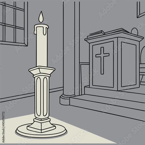 vector illustration of a candlestick with a candle