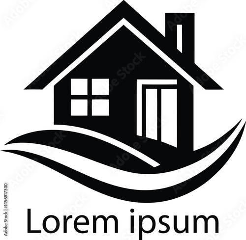 Simple black and white house logo on a white background.