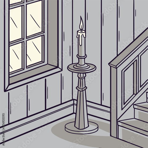 vector illustration of a candlestick with a candle