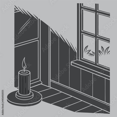 vector illustration of a candlestick with a candle