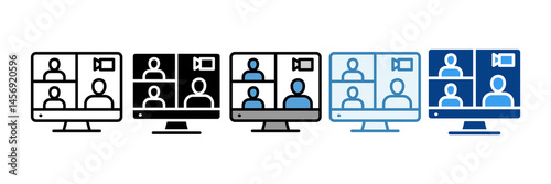 Video Conference  Icon Set Multiple Style Collection