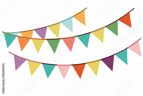 Colorful Party Bunting Flags Festive Decoration Illustration