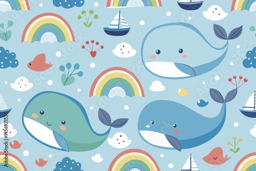Cute Cartoon Bears and Sweet Treats Seamless Pattern