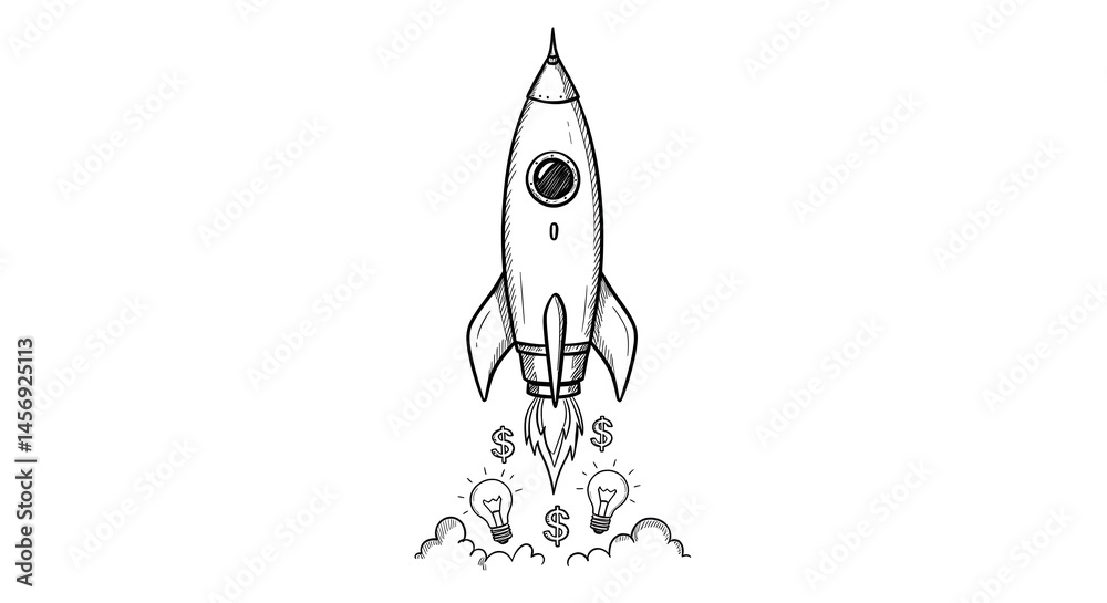 Rocket ship launch startup business idea concept Rocket ship launch startup business idea concept