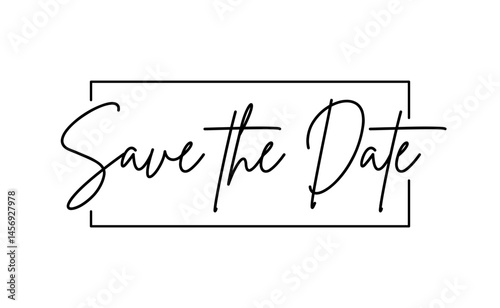 Save the date design for banner invitation card. Calligraphic cursive text.