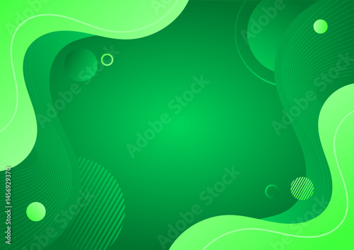 abstract green gradient background fluid shape with geometric and wave line