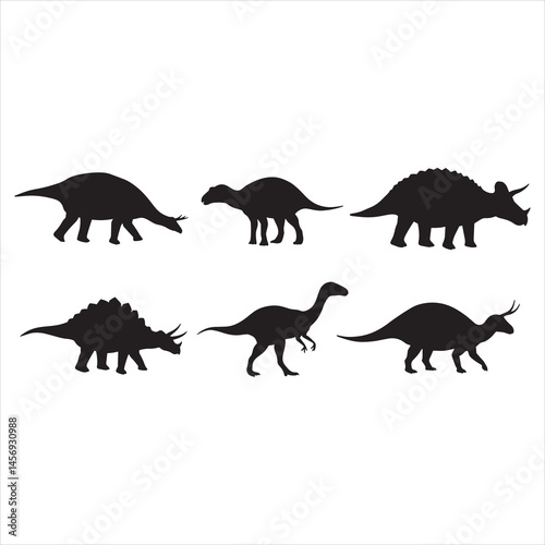 dinosaurs silhouettes vector