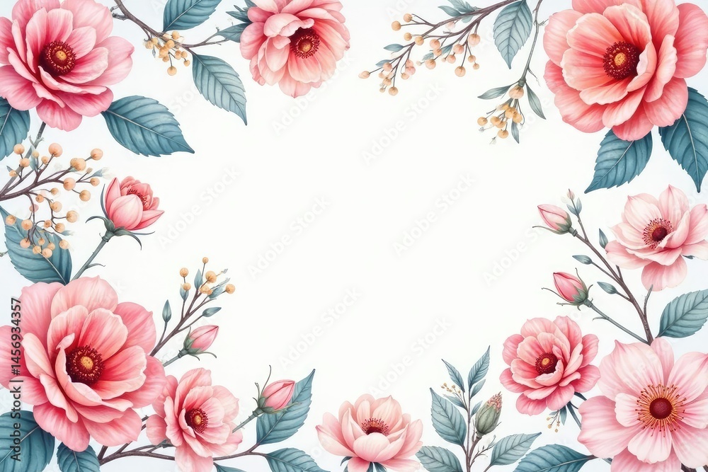 Delicate watercolor floral pattern, perfect for spring flyers , wedding, art