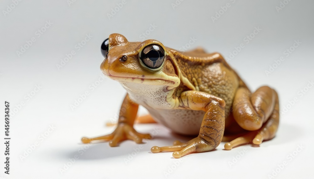Single brown frog on stark white, showing texture, white, texture