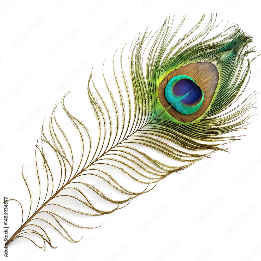 Fototapeta premium peacock feather isolated on white