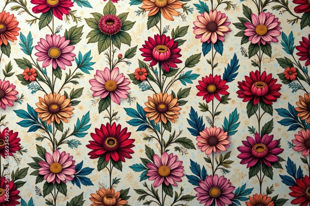 Intricate floral motif seamlessly repeated across a surface , blossom, surface, luxury