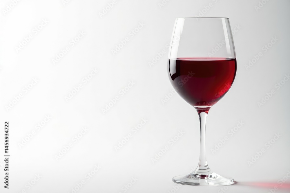 Rich red wine in elegant glass, pure white backdrop, sommelier, pinot noir