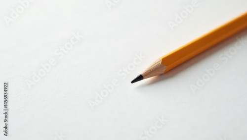 Obraz na płótnie Single pencil on pure white backdrop, ready to write , tool, stationery, graphite w salonie