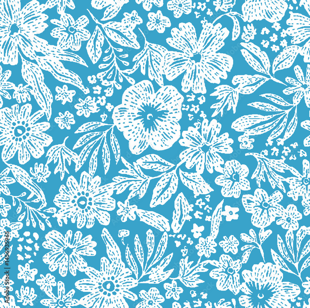 Obraz premium seamless pattern with blue flowers