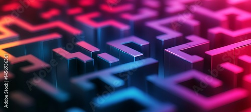 A light geometric maze design with blurred color transitions 