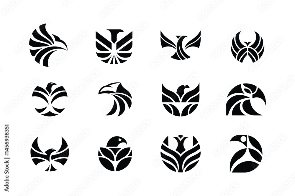 set of Eagle Head icon vector logos set of Eagle Head icon vector logos