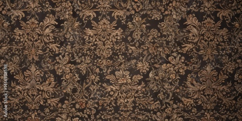 Intricate damask floral pattern, elegant texture, ornate details, luxury, design, silver