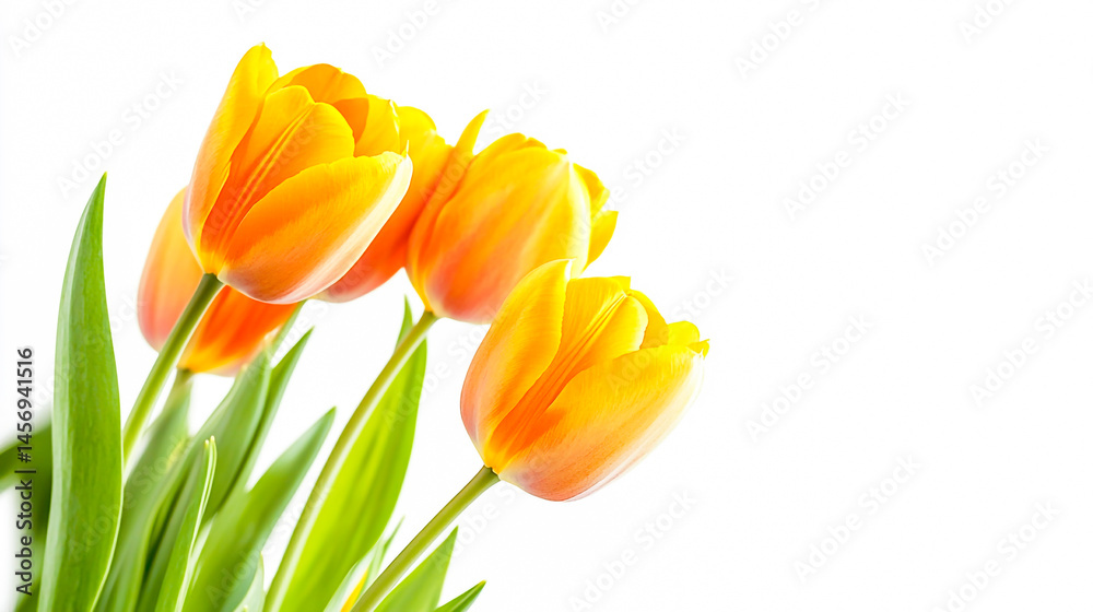 Naklejka premium Bright Spring Flowers on White Background