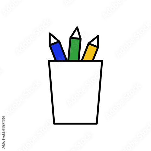 colored pencil icon in cup