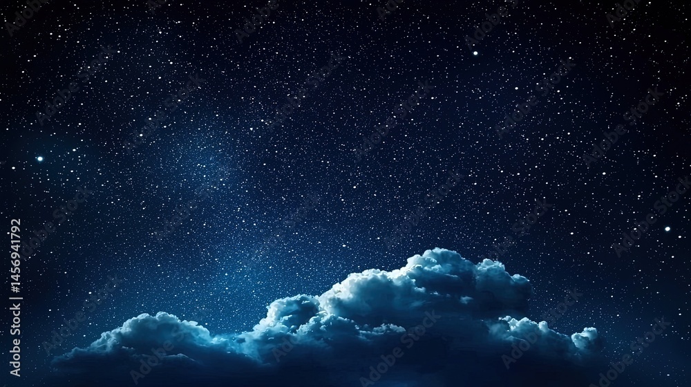 Fototapeta premium Dark night sky dotted with luminous celestial bodies.