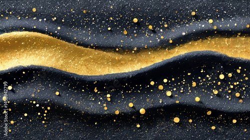 Black sands with gold dust sifting in the wind in a photo-realistic, high-quality shot Generative AI