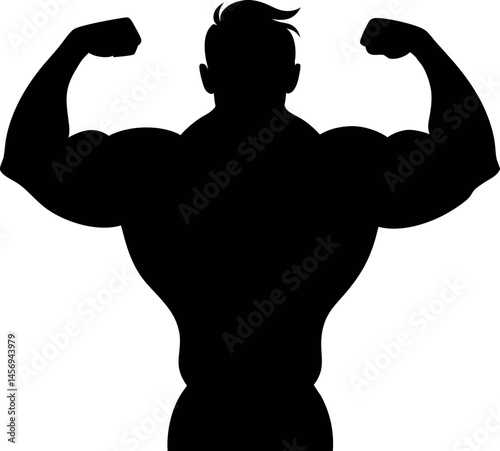 Bodybuilder Silhouette – High-Quality Vector for Fitness, Gym, Workout, and Muscle Training Designs