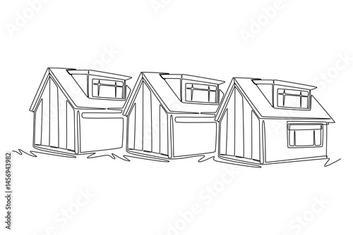  Real Estate concept. Single line draw design. Vector graphic illustration