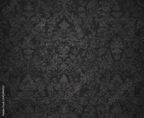 Dark grey damask on charcoal, repeating gothic design , grey wallpaper, repeating pattern