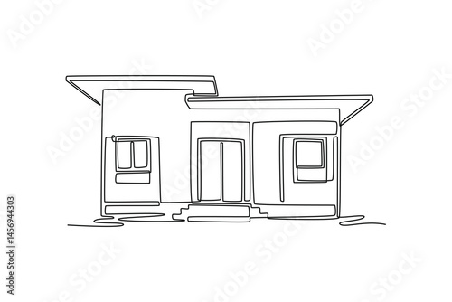  Real Estate concept. Single line draw design. Vector graphic illustration