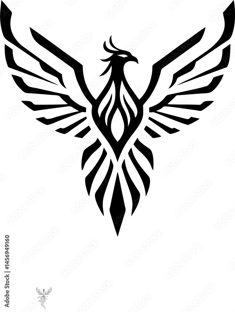 Fototapeta premium Single Line Phoenix Tattoo with Elegant Modern Flowing Shape