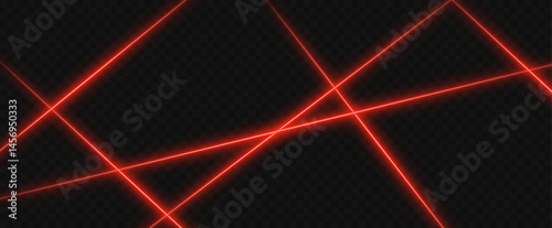 Intersecting red horizontal laser streak with soft glow and lens flare. Bright radiant line on black background. Laser field