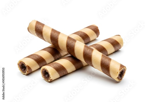 Chocolate striped wafer sticks studio shot