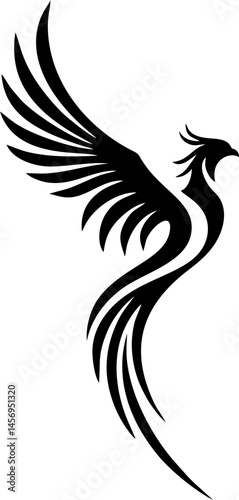 Side Profile Phoenix Tattoo with Sharp Lines and Clean Vector Art