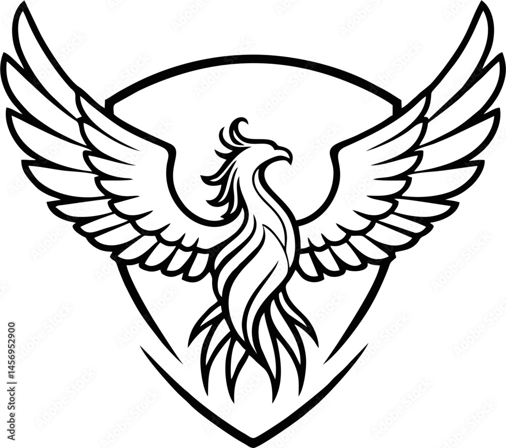 Obraz premium Tribal-Inspired Phoenix Tattoo with Bold and Minimal Design