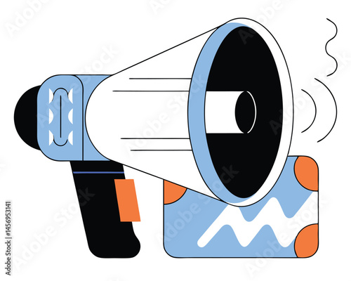 Coral Pink and White Megaphone Illustration for Announcement