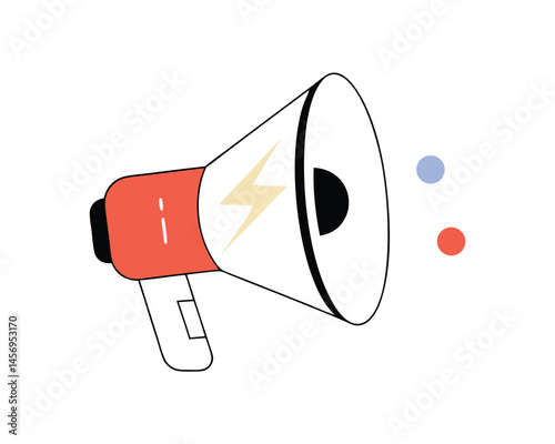 Coral Pink and White Megaphone Illustration  Marketing, Announcement Design