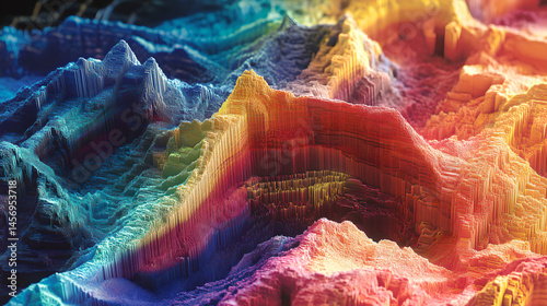 Wallpaper Mural Vibrant 3D Topographic Map Displaying Multicolored Terrain Layers Torontodigital.ca