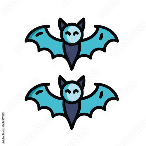Set of funny cartoon bat