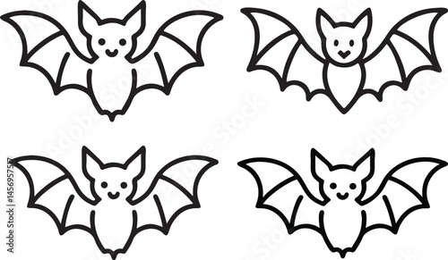 Vector cartoon illustration of cute bat